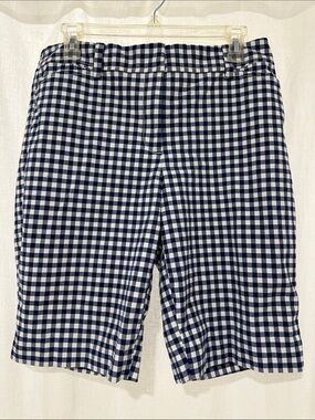 Talbots Navy & White Gingham Bermuda Shorts